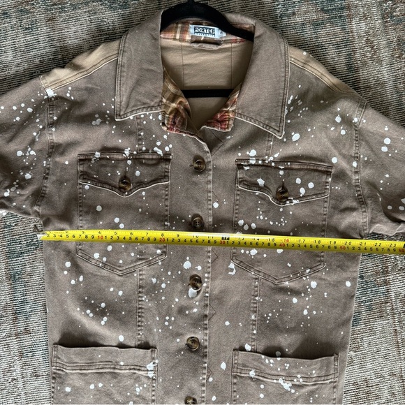 The Porter Collective duster jacket, paint splattered, Union Jack on back, sz S - Picture 8 of 8